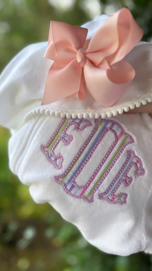 Appliqué Seersucker Girls Swim Coverup